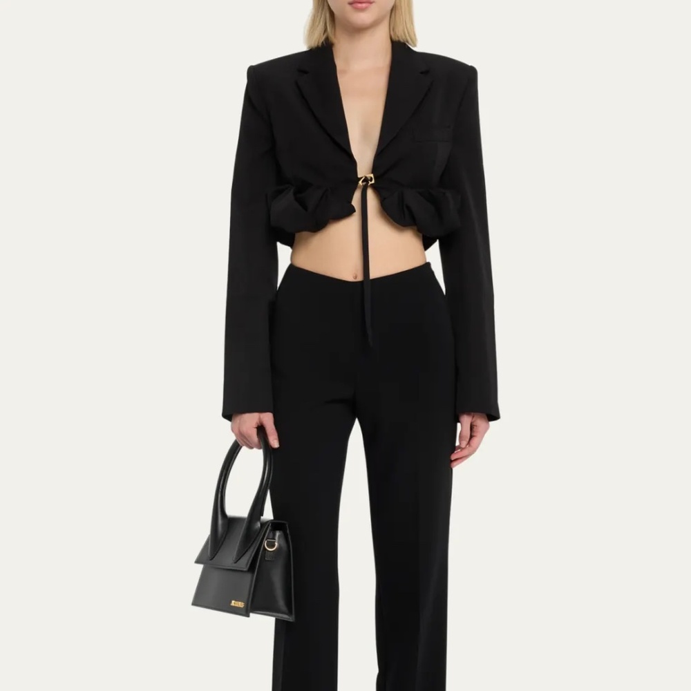 JACQUEMUS 'Le Grand Chiquito' Grand Black Leather Top Handle Bag - $975 - BNWT - Picture 6 of 8